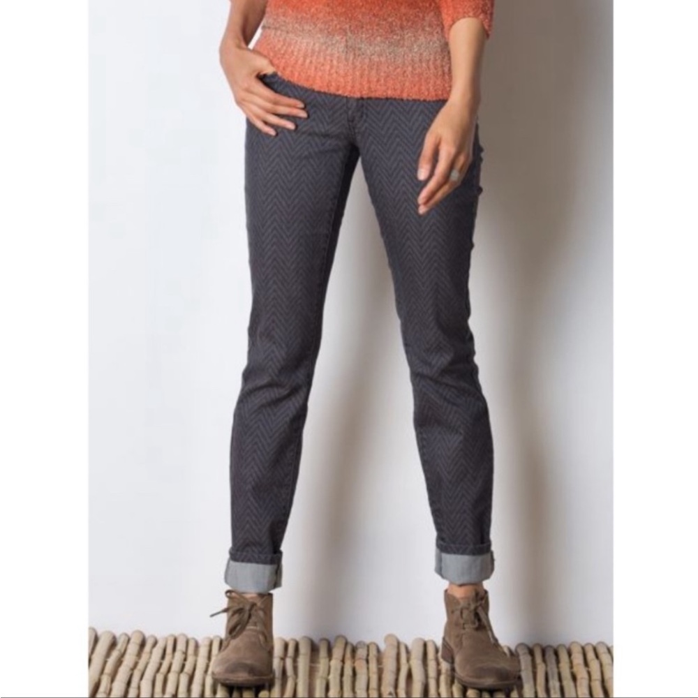 Prana Kata Jeans Herringbone Dark Gray Size 8